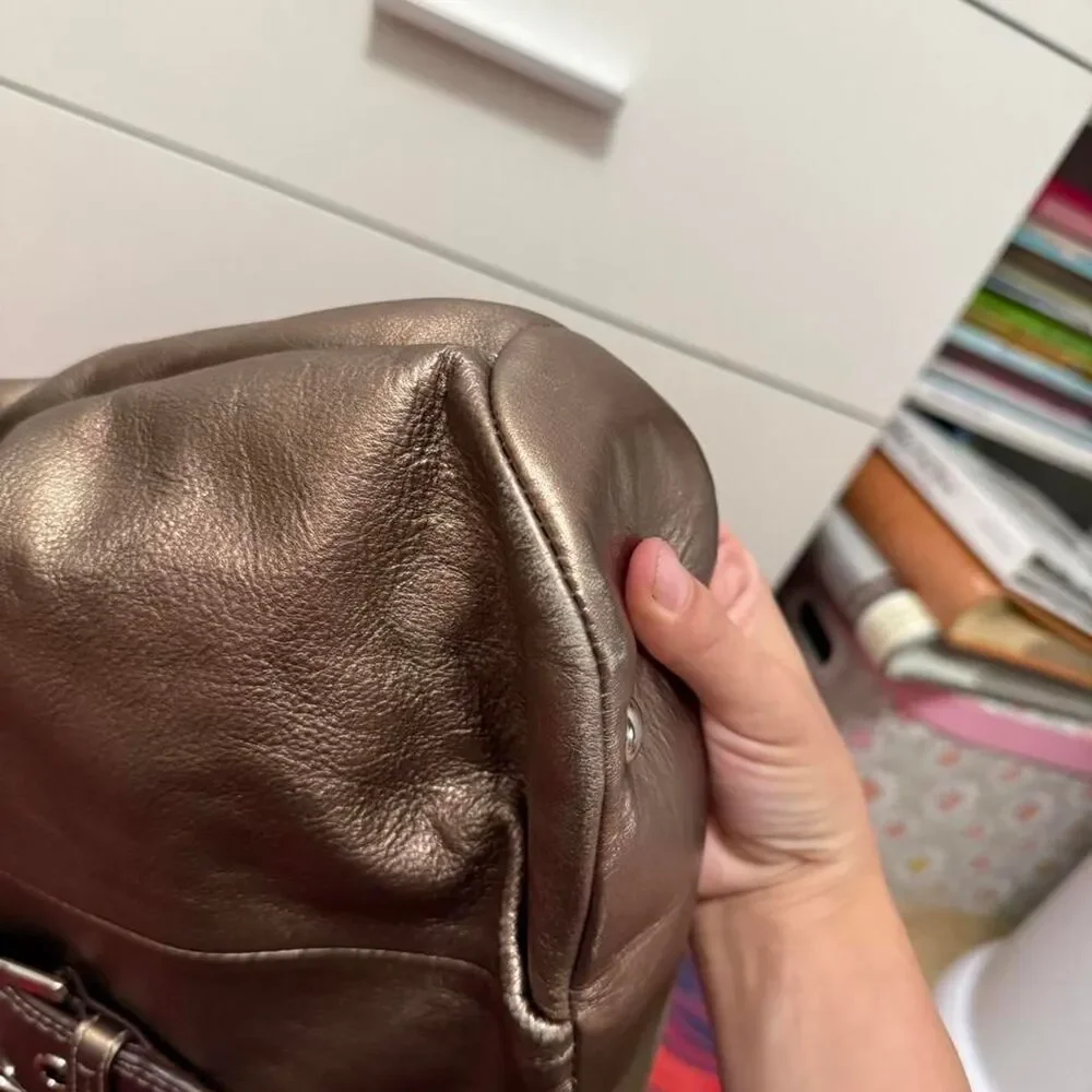 Vintage Y2K Coach Soho Metallic Bronze Leather Buckle Hobo Bag